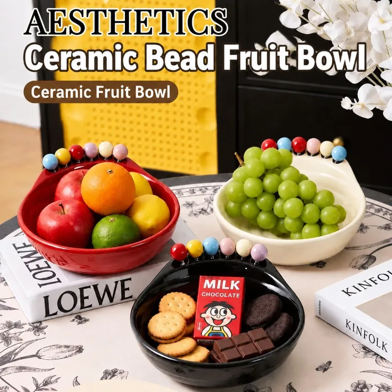 Creative French Thread Fruit Fork Bowl Set with High Appearance Fruit Plate Snack Candy Display Tray for Home Living Room