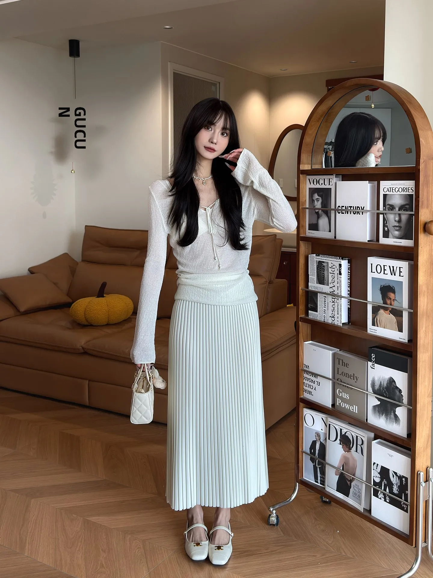 

Новая белая юбка миди для женщин на весну-лето, маленький размер, А-силуэт, элегантная плиссированная юбка, стройнящая, универсальная, повседневная, с высокой талией