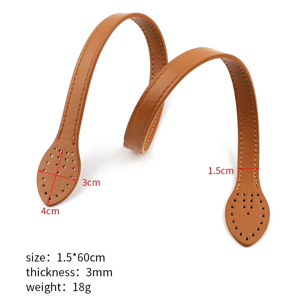 2pcs Leather Handles Durable Shoulder Bags Detachable Belt Women Leaf Handle Straps DIY Handmade Replacement Handbag Strap 60cm