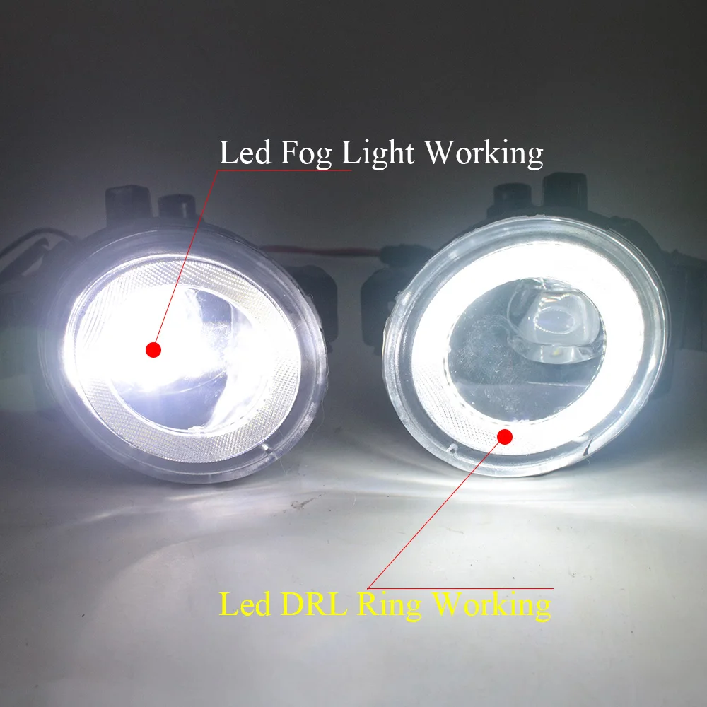 LED Angel Eye Daytime Running Lights Cut-Line Lens Fog Lamp Assembly for Nissan NP300 Navara Frontier 2015 2016 2017 2018 2019