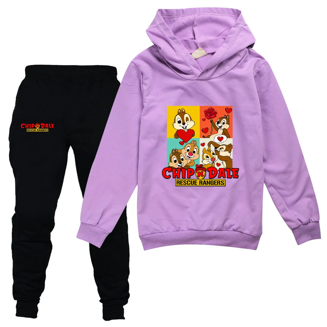 

Disney Cute Chip n Dale Children Clothes Girl Boy Cartoon Hoodies 2 Piece Sets Thin Hooded Sweatshirt Children Clothing Pants