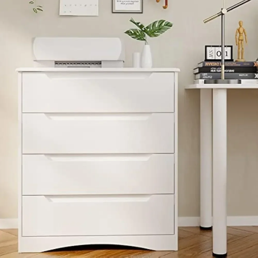 4 Drawer Dresser, White Chest of Drawers with Large Storage Capacity, Bedroom Dressers and Organizer image 4