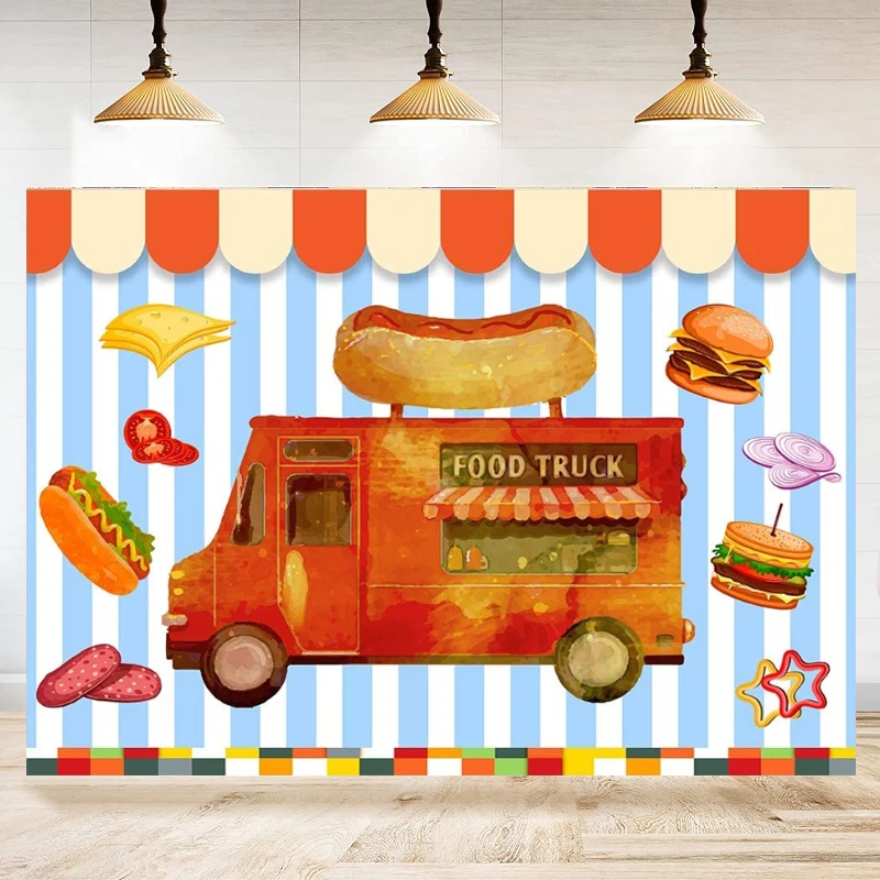 

Food Truck Photography Backdrop For Dessert Shop Bread Poster Party Background Banner Decor Supplies Photo Shooting Props