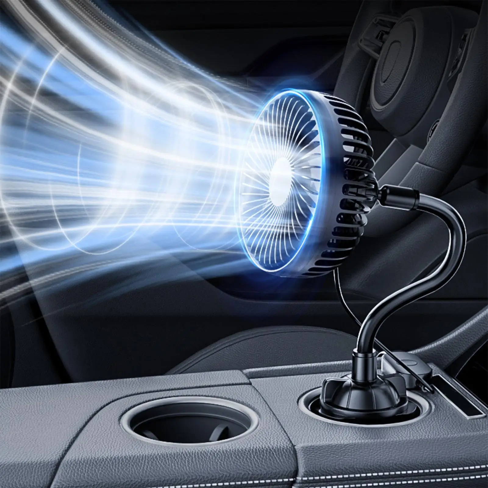 Cup Holder Fan Cup Holder Single-Head Electric Fan Vehicle Cooling Tool for Sedan Automotive Truck SUV RV Camping Driving