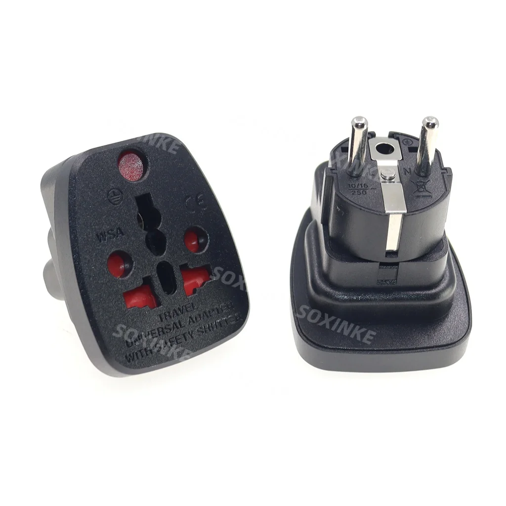 Large South Africa 3pin Universal  To EU French German Korea  Plug Adapter Power Outlet Travel Converter Swiss India AU UK US
