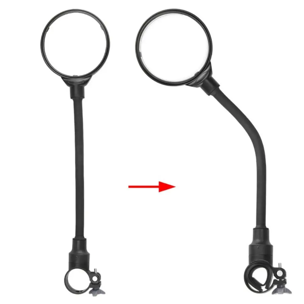 Silicone Handle Bike Handlebar Rearview Mirror Flexible Adjustable 360 Degree Rotation Rearview Mirror Black Bike Mirrors Bike