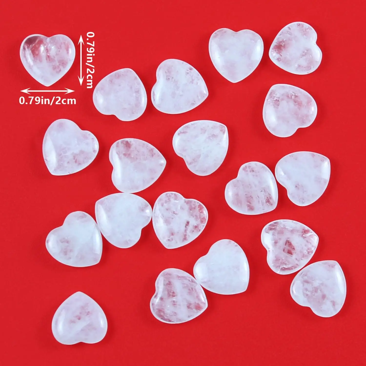 Tumbled polished natural quartz heart crystal stones Suitable for healing stones Reiki therapy and decoration(20 Pcs)