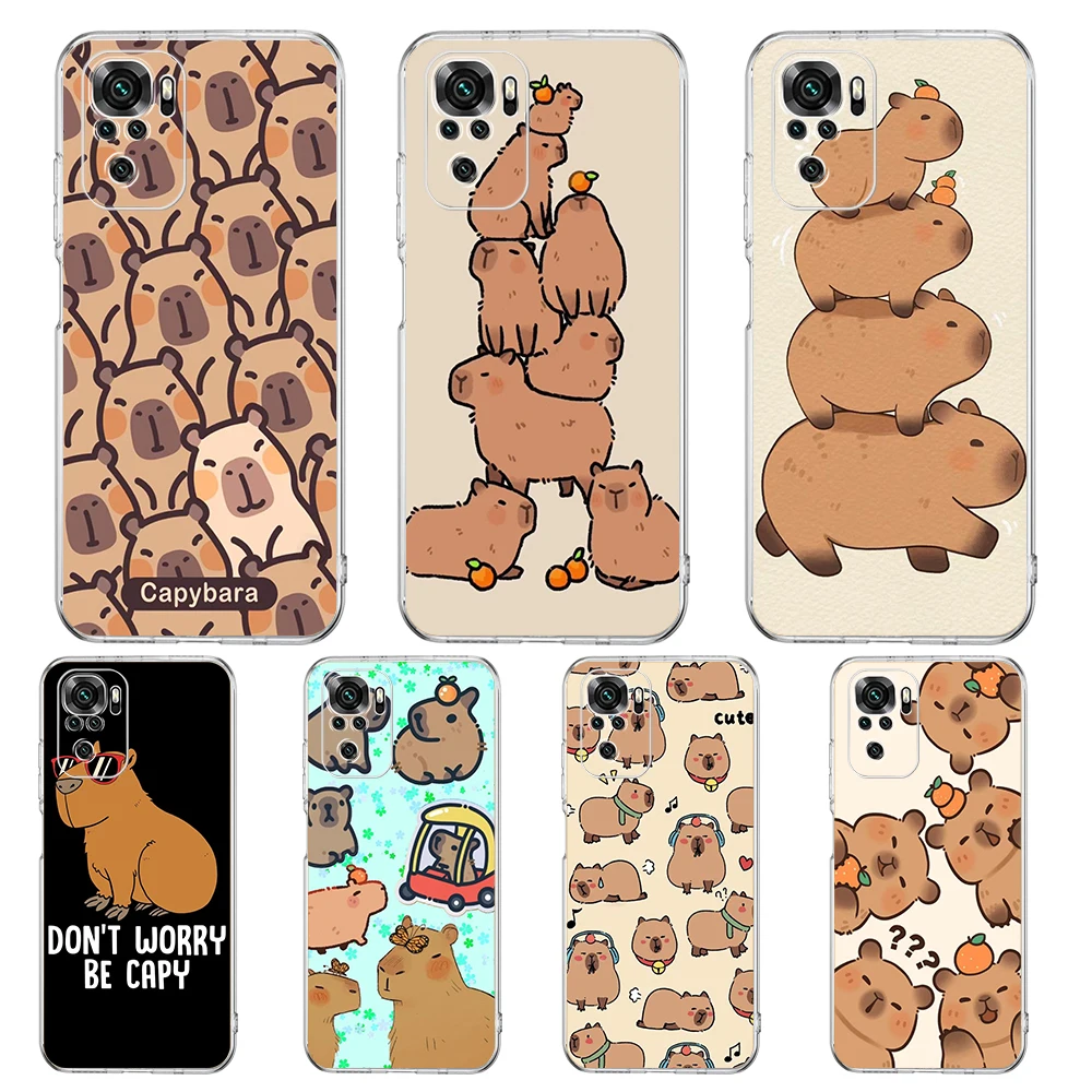 

Cartoon Capybara Phone Case Cover for Redmi Note 12 10 11 11T 7 8 8T 9 K40 Gaming 9A 9C Pro Plus Transparent Soft Shell Capa Bag