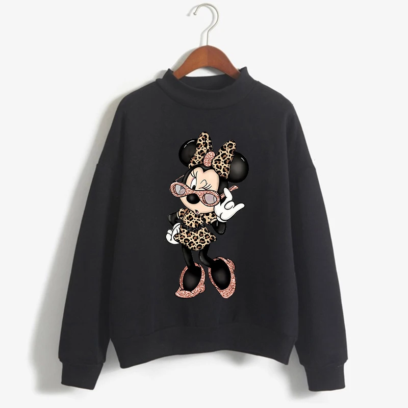 Christmas Hoodies Turtleneck Minnie Kawaii Cartoon  Anime Sweatshirt Disney Mickey Mouse Hoodie Clothes Girl Top Sweatshirts