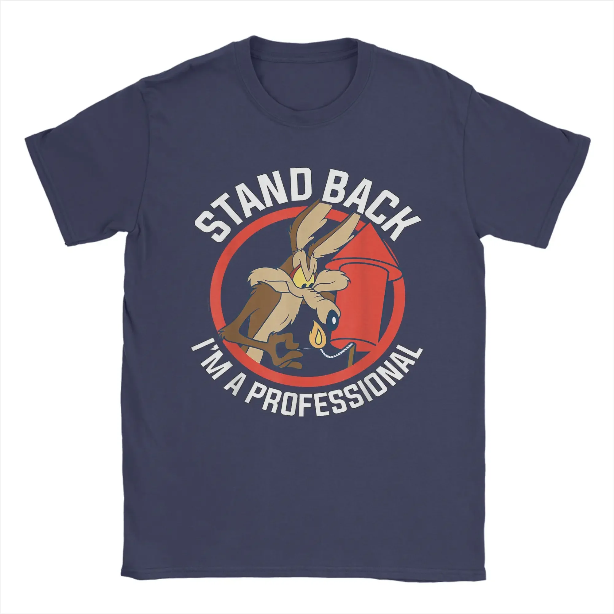 Wile E. Coyotes Stand Back I'm A Professional T-Shirt for Men  Vintage Pure Cotton Tee Shirt O Neck T Shirts New Arrival Tops - view 4
