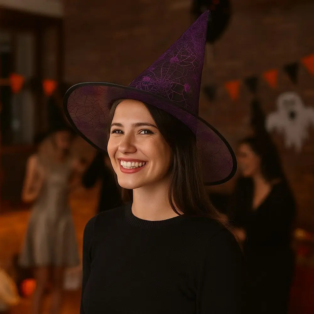 

Funny Pointed Hat Halloween Witch Hat Sequin Breathable Spider Witch Hat Decorative Cosplay Hat Halloween Party
