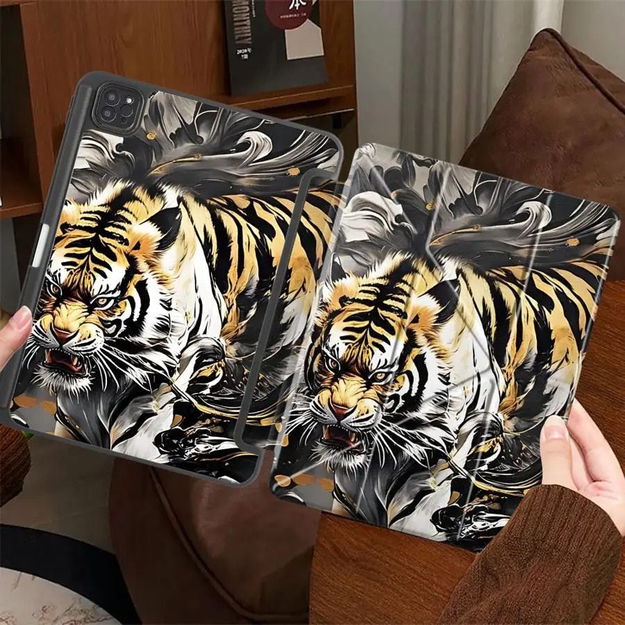 

Чехол-подставка Ukiyo E Tiger для планшетов iPad Pro 11-го, 10-го, 9-го, 8-го, 7-го поколений, 12.9 дюймов, Mini 6, 7, Air 4, 5, M3, M2, M4, 11 дюймов, Pro 2025