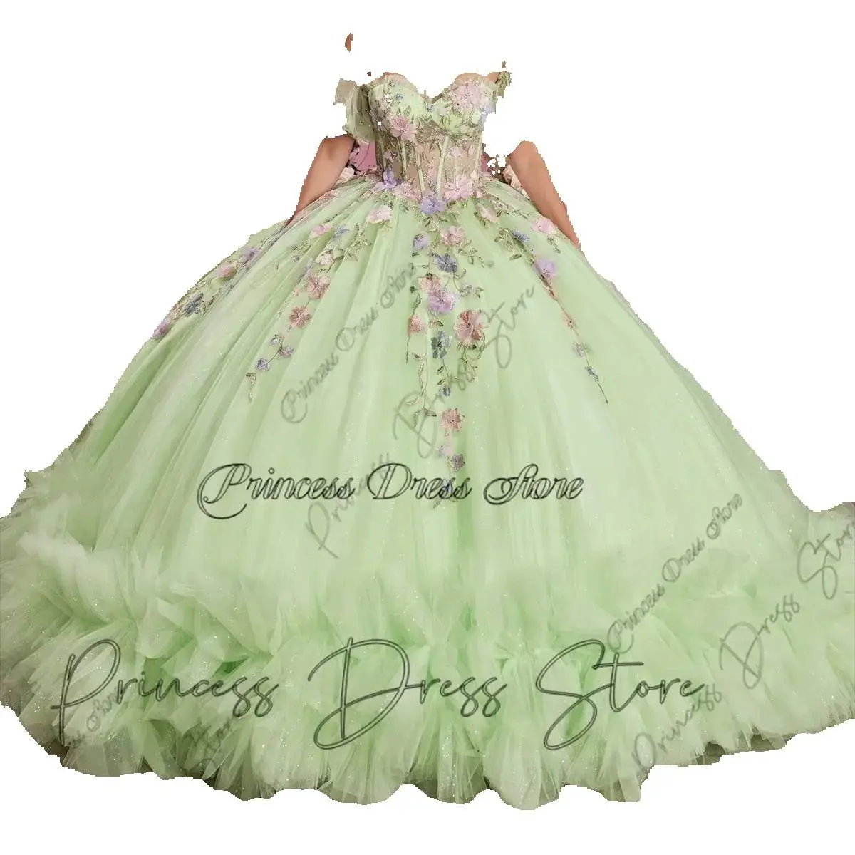 

Luxury Princess Ball Gown Quinceañera Dresses 2025 Beads Crystal Pearls Ruffles Birthday Party Gown For 15th Customized