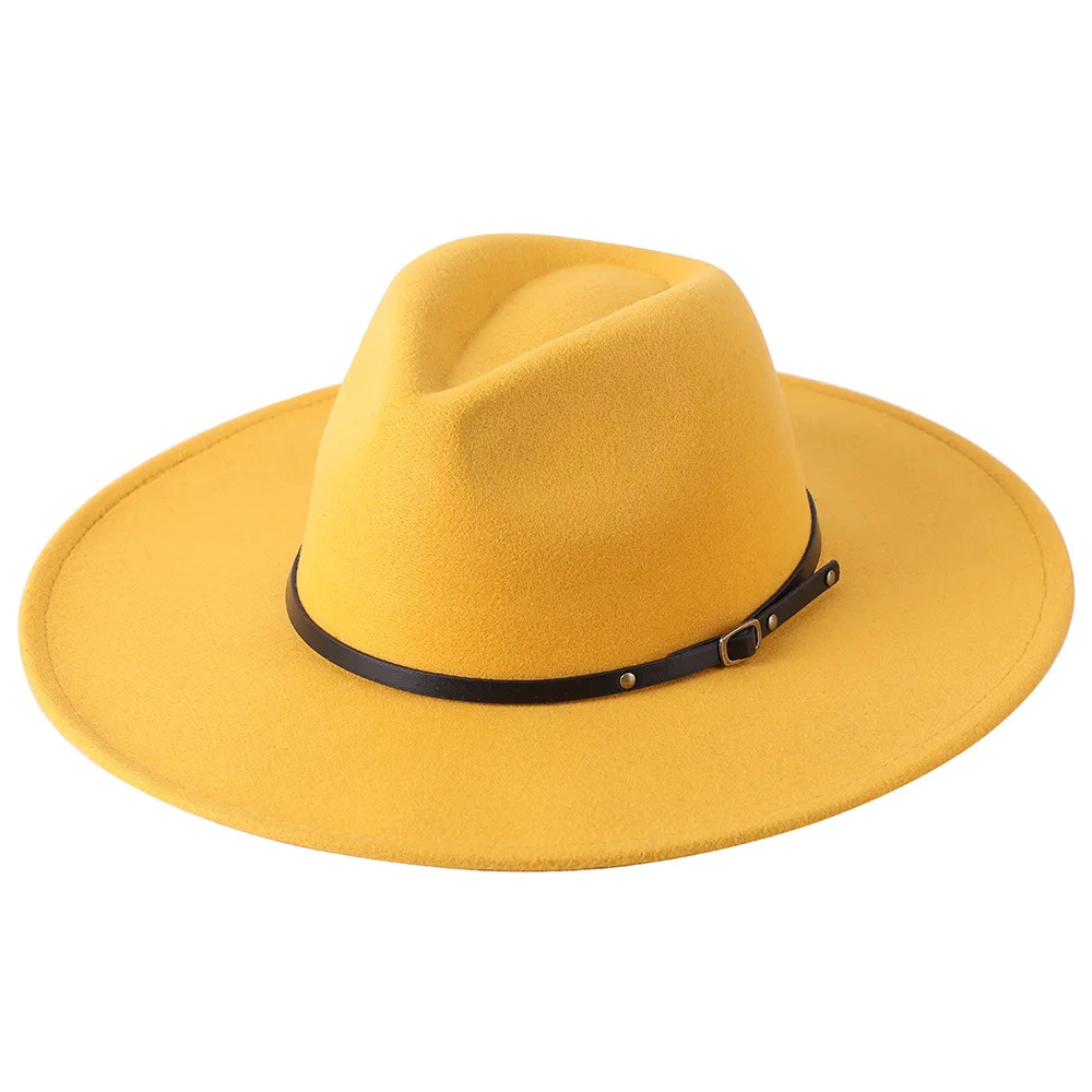Wool Warm Wide Brim Fedora Hats Women Solid Color Top Jazz  display picture 2