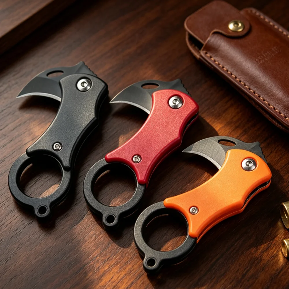 Outdoor Portable Mini Fox Folding Knife Eagle Claw Necklace Keychain Home Travel Open Box