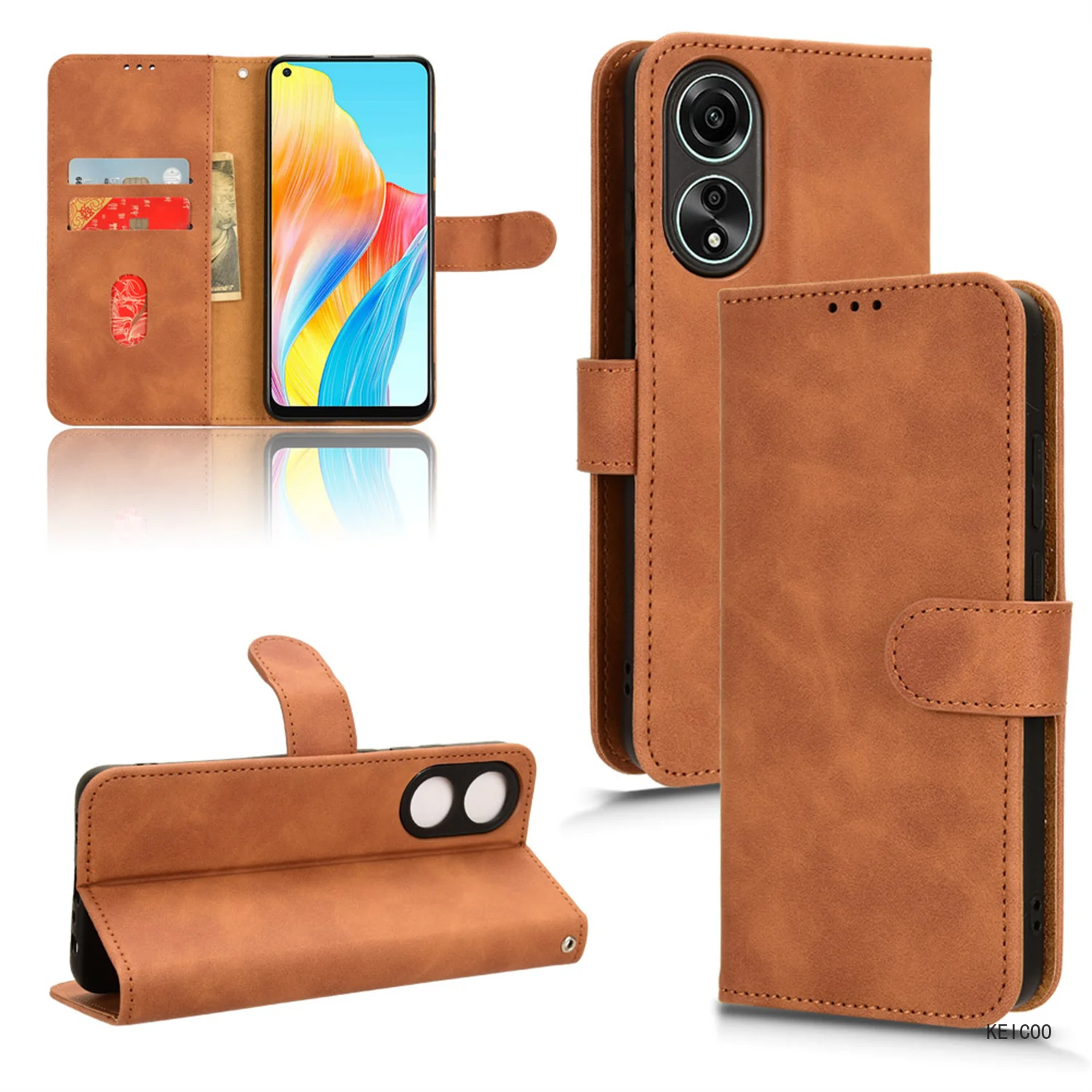 Leather Cover For Oppo A52 54 55 15 53 78 A 78 4G 5G CPH2483 Full Body Protective Case Pretty Business Skin Feel Phone Shell