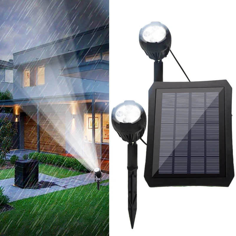 Solar Powered Spotlight 2 White Lighting Solar Panel Outdoor Lighting Landscape Yard Garden Tree Separately Lamp