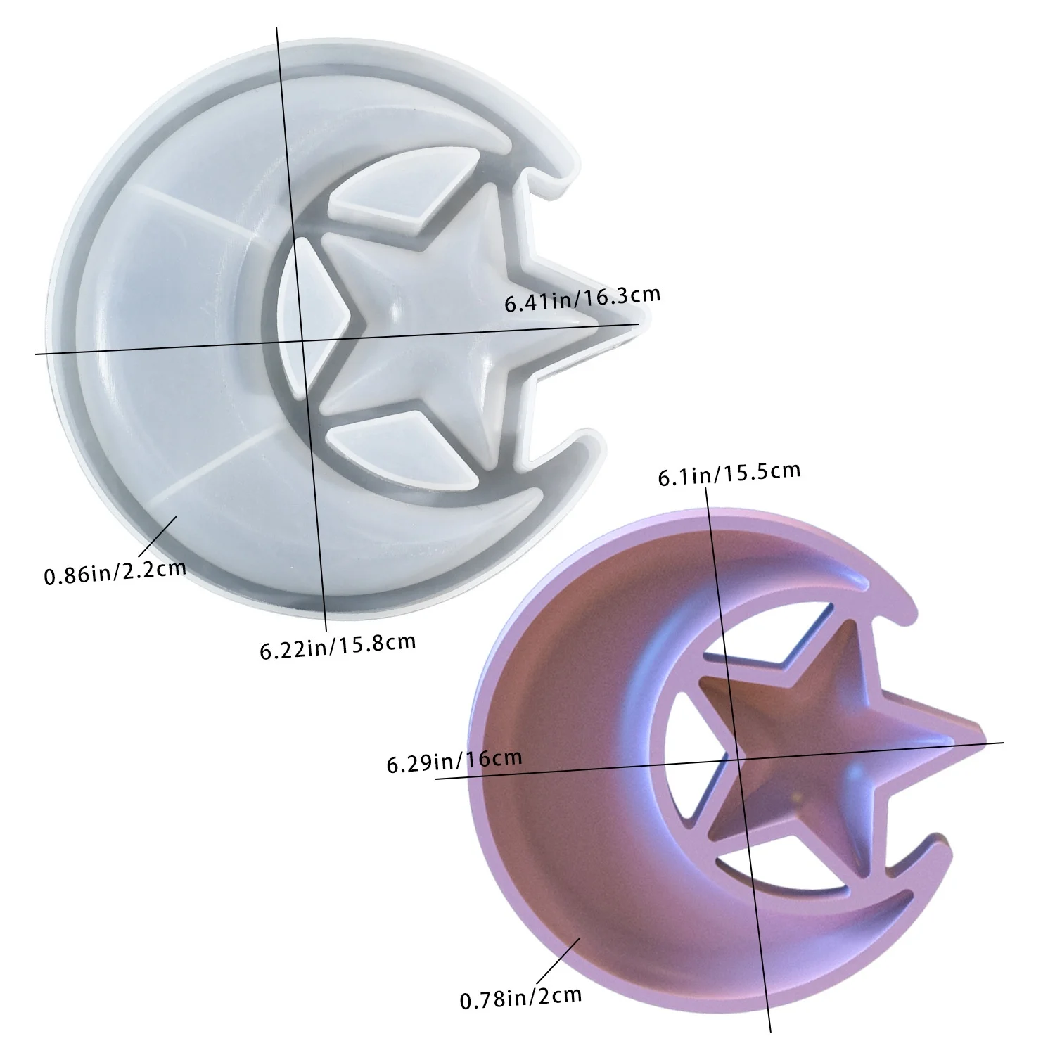 

Силиконовая форма для самостоятельного изготовления подставки для украшений, подноса для хранения в виде звезды и луны, из эпоксидной смолы