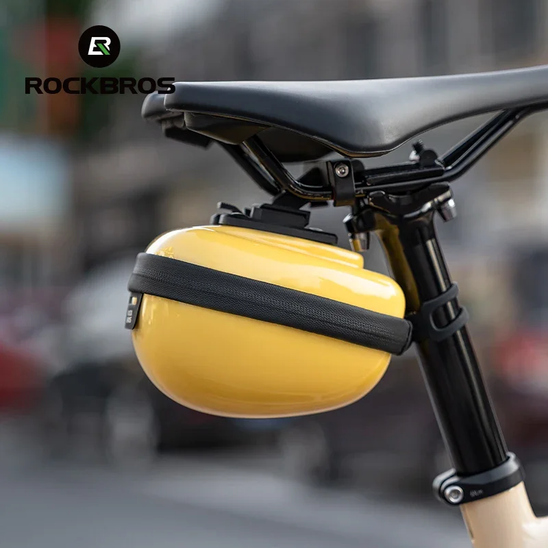 ROCKBROS Waterproof Bicycle Saddle Bag Mini Cycling Seat Tail Rear Reflective Shockproof Saddle Bag Hard Shell Pouch Accessory