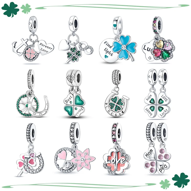 

925 sterling silver fashion lucky four-leaf clover series charm beads suitable for Pandora original bracelet DIY exquisite gift