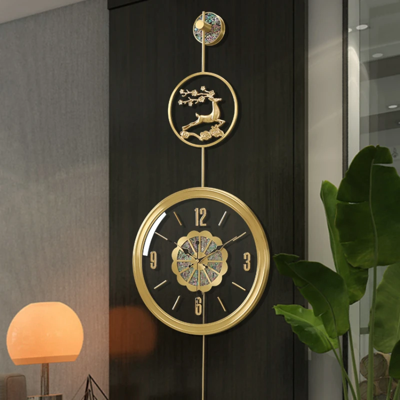 Silent Wall Clocks Modern Living Room Wall Decor Battery Mechanism Decoration Bedroom Deer Head Brass Horloge House Decorations