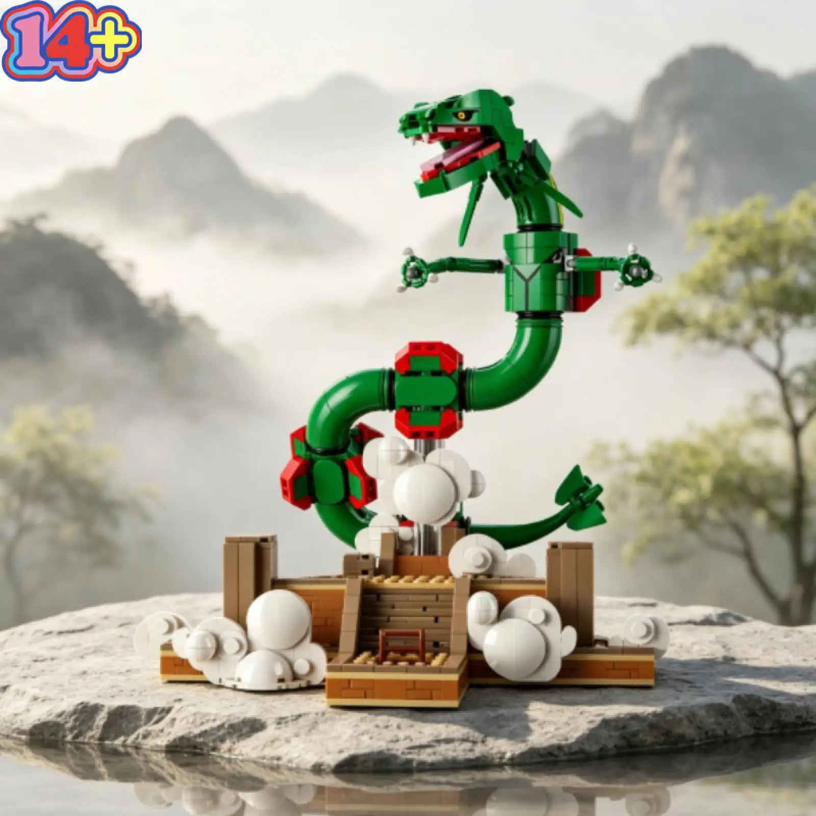 Building Blocks Giant Green Serpent Dragon 1083pcs Super Deals Assembled Display Model Birthday Gift for Adults MOC Set In Stock