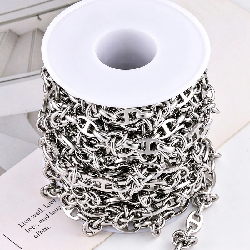 Stainless Steel D Shape Link Chain Interlocking Oval Chain DIY Bracelet Necklace Jewelry Making Accessories
