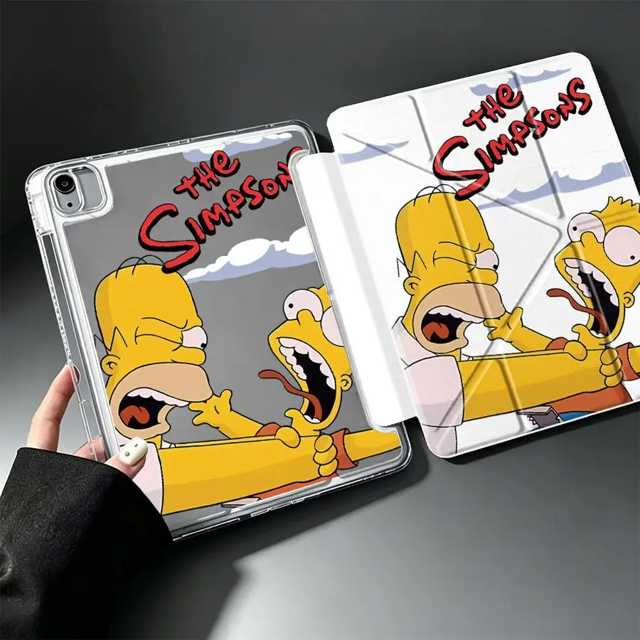 Tablet Case For iPad Mini 7 6 5 10th Gen 9th 12th 11th Pro 13 2025 2026 Air 8 M2 M3 3 With Pen Slot Cover Cartoon The Simpsons