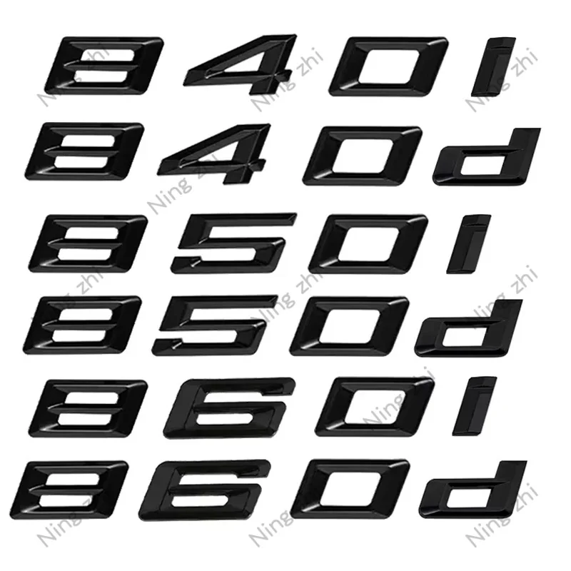 

3D ABS Black Car Trunk Letters Sticker Decal Cover For BMW E63 G32 E64 F12 Logo 840i 840d 850i 850d 860i 860d Emblem Accessories
