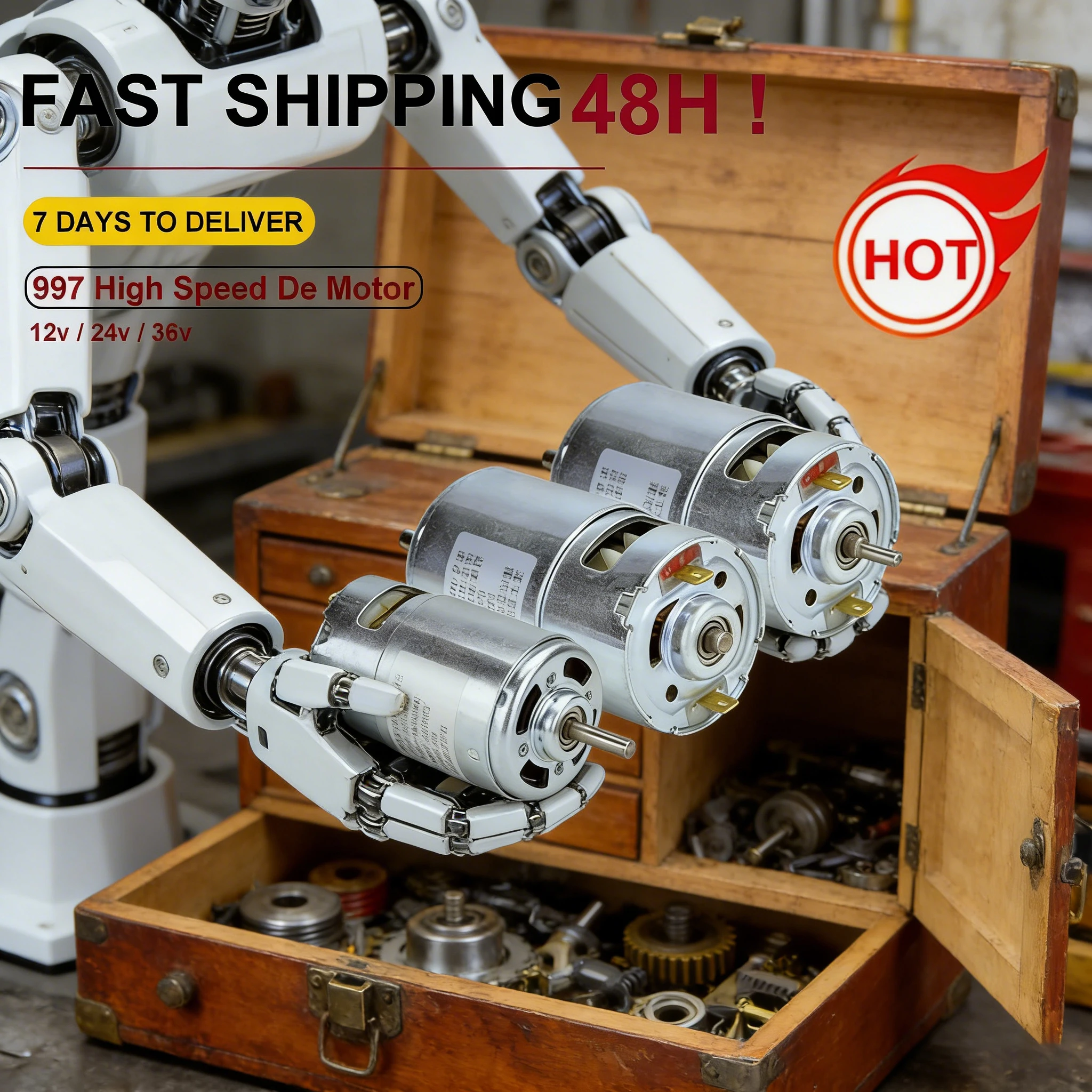 RS997 DC motor 12-24V high-speed 36V motor 6000-12000rpm silent dual bearing lathe Buddha bead table dc brush motor