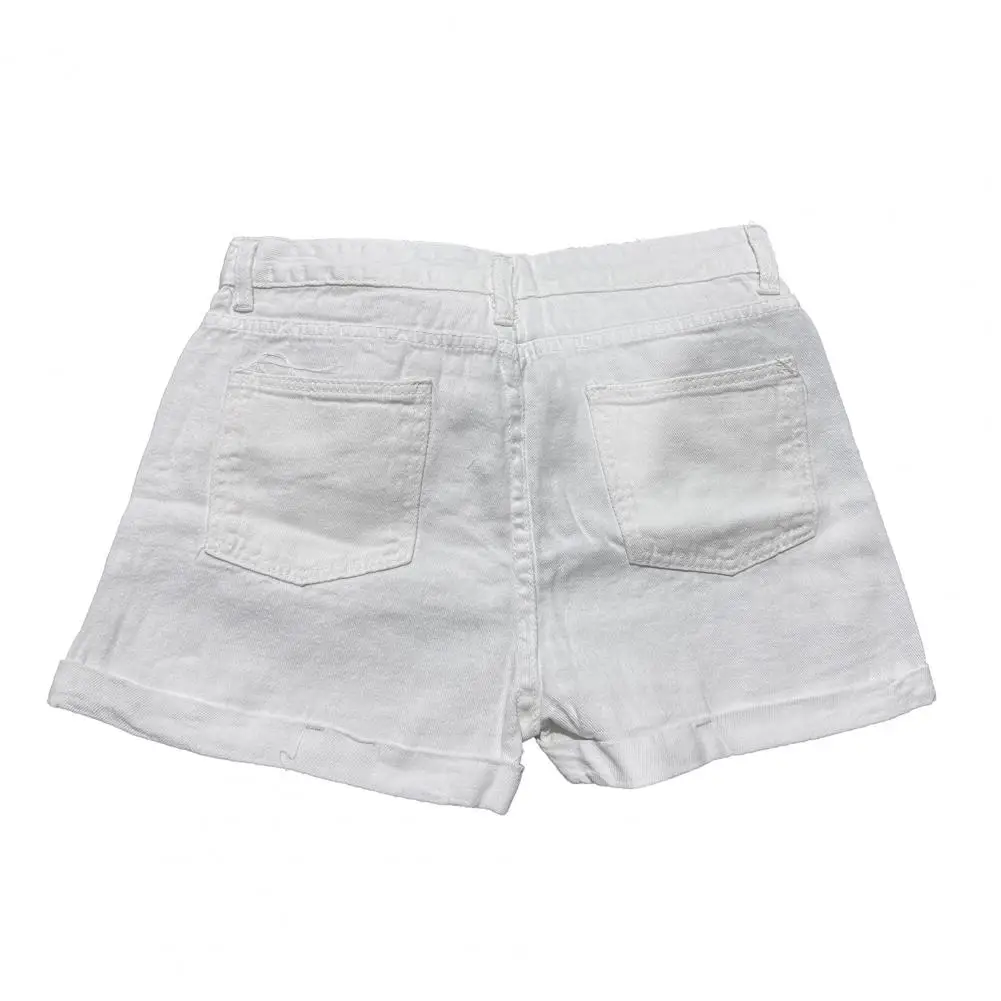 Женские хлопковые шорты. Стильные женские потертые джинсовые шорты с карманами. Джинсовые шорты с высокой талией на лето для A.