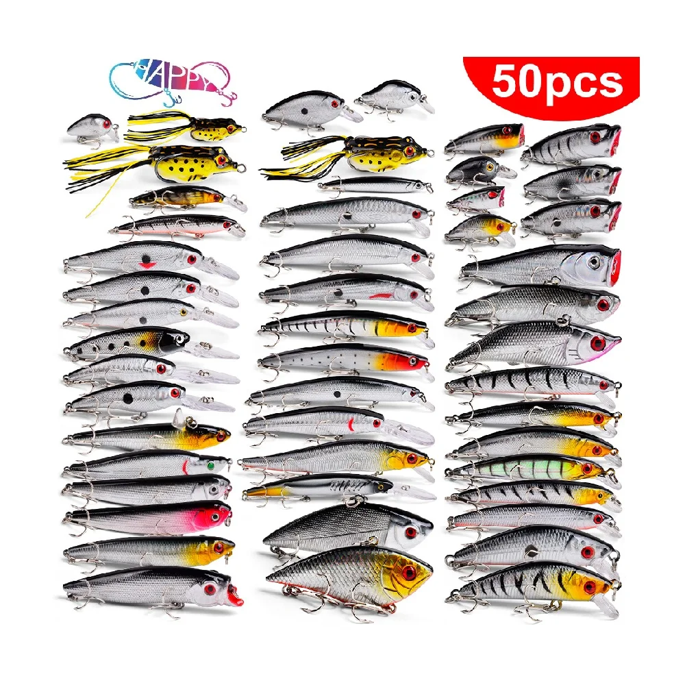 

50pcs Fishing Lures Kit Set Topwater Hard Baits Minnow Crankbait Pencil VIB Swimbait Bass Pike Pesca Isca Bait Fishing Combo