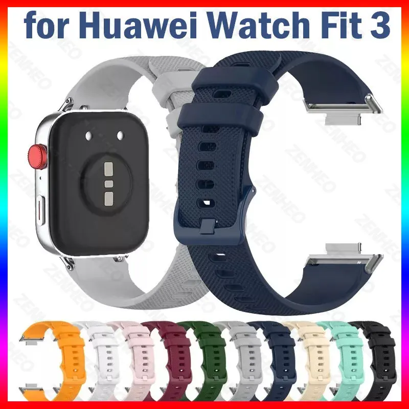 

Силиконовый ремешок для часов Huawei Watch Fit 3, спортивный ремешок для смарт-часов Huawei Watch Fit 3, сменный Браслет, аксессуары Correa