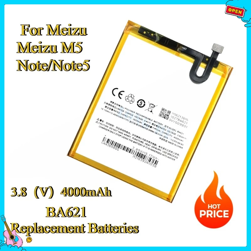 

New BA621Replacement Batteries For Meizu Meizu M5 Note/Note5 M3 Note L681H L681 L-version Mobile Phone Battery