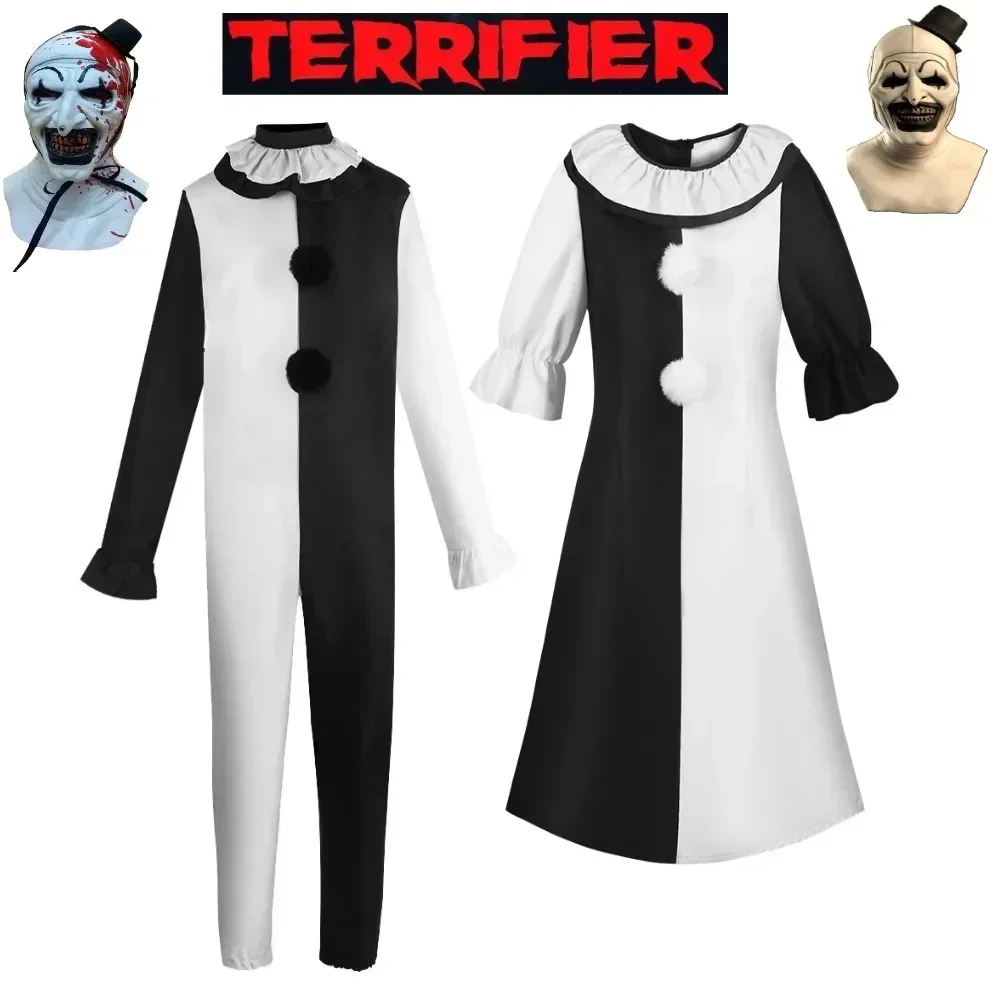 

Art The Clown Cosplay Movie Terrifier 2 Art The Clown Cosplay Costume Jumpsuit Mask Halloween Party Costumes Mask for Men Women