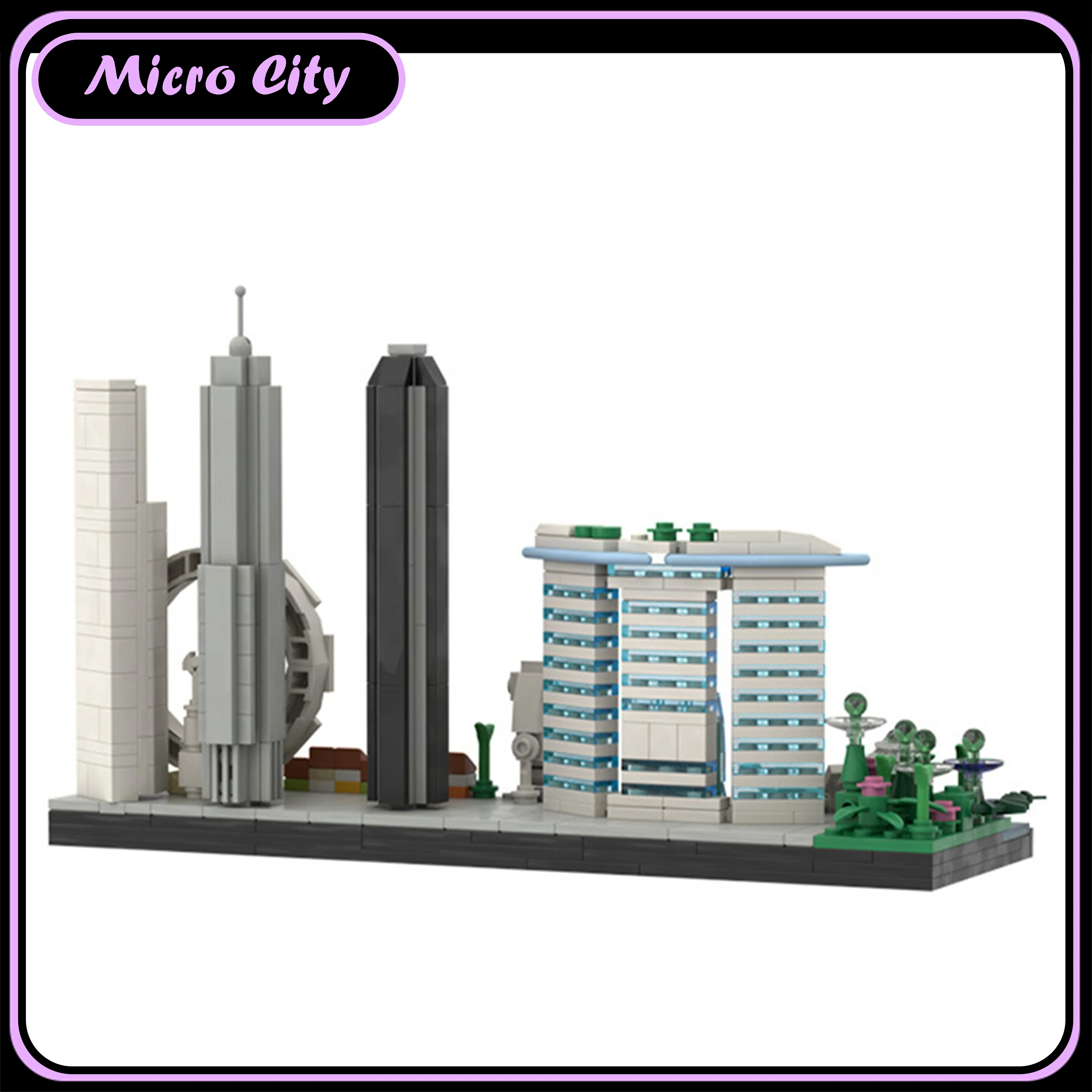 Micro MOC City singapour horizon Architecture blocs de construction ensemble modèle créatif jouet affichage cadeau pour les collectionneurs modèle cadeau
