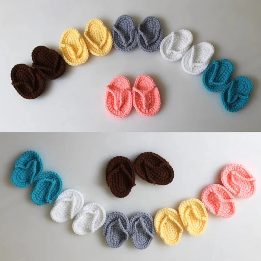 Newborn Full Moon Photo 100 Days Baby Photography Knitted Slippers Children's Photography Clothing Props ニューボーンフォト  소품