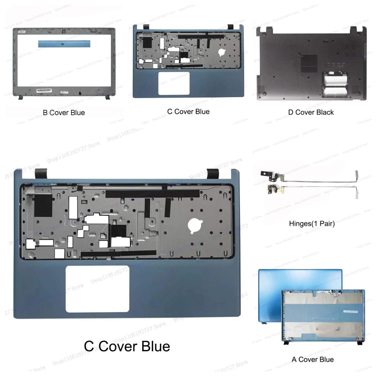 Shell Para  Aspire V5-531 V5-571 V5-571G V5-531G ms2361 laptop back cover rear case front frame upper lower hand rest hinges