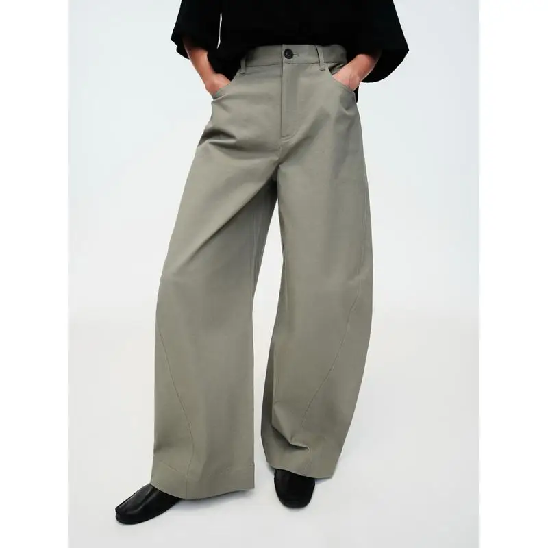 

Maxdutti Nordic Minimalist Jeans Woman Clothes Retro Washed Cotton Feel Twill Irregular Cutting Curved Versatile Casual Pants