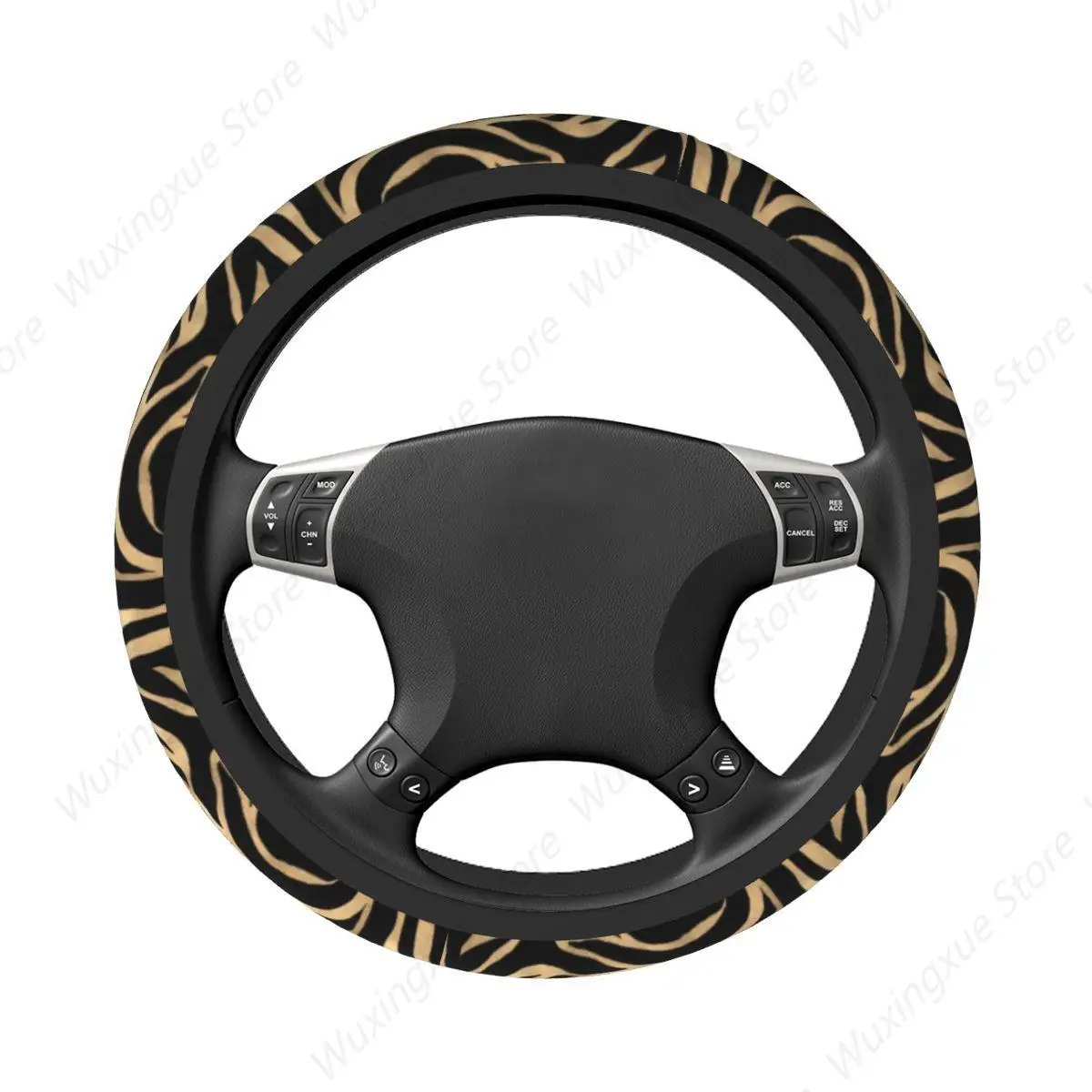 37-38 Steering Wheel Covers Elegant Metallic Gold Zebra Animal Skin Texture Braid On The Steering Wheel Cover Car Accessories