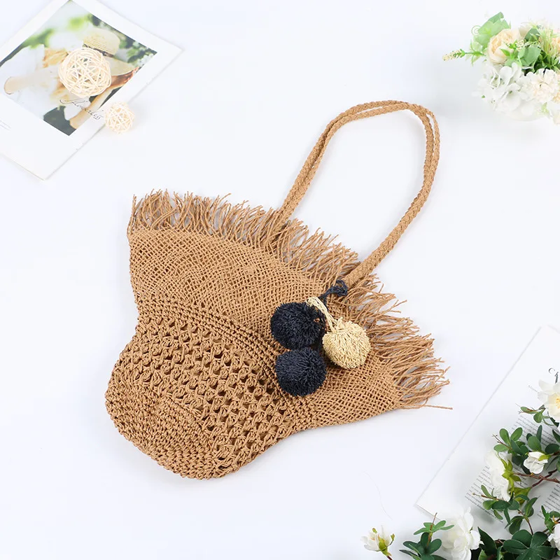 2023 New Grass Woven Beach Bag Summer Fairy Weaving Bag Versatile Vacation Crossbody Handbag