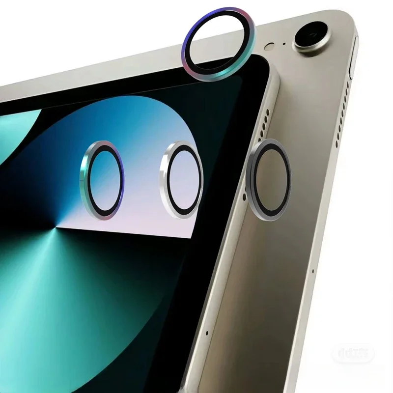 حلقة كاميرا معدنية جديدة + واقي زجاجي للعدسة لـ 2025 IPad 11th A16 Pro 11 13 10 10.9 "Air 7 6 4 5 11/13" M3 M2 Mini 7 6 عدسة خلفية