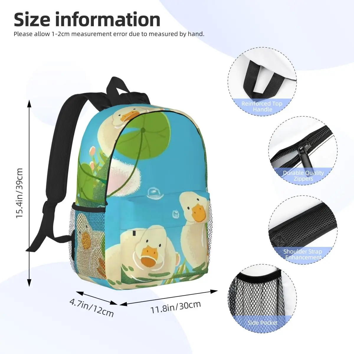 Cartoon Popular Goose Animal Backpack Student BookBag Children School Bag Laptop Shoulder Bags for Men Women