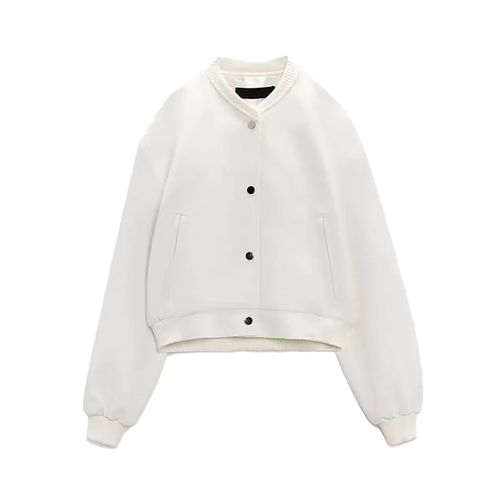 

DiYiG WOMAN 2024 Autumn New Fashion Collar Baseball Suit Short Version Bomber Jacket Coat Retro Long Sleeve Outerwear Mujer