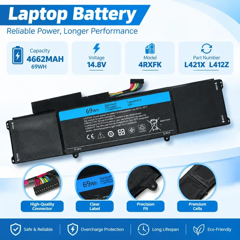 4RXFK Laptop Battery for XPS L421X XPS 14Z C1JKH