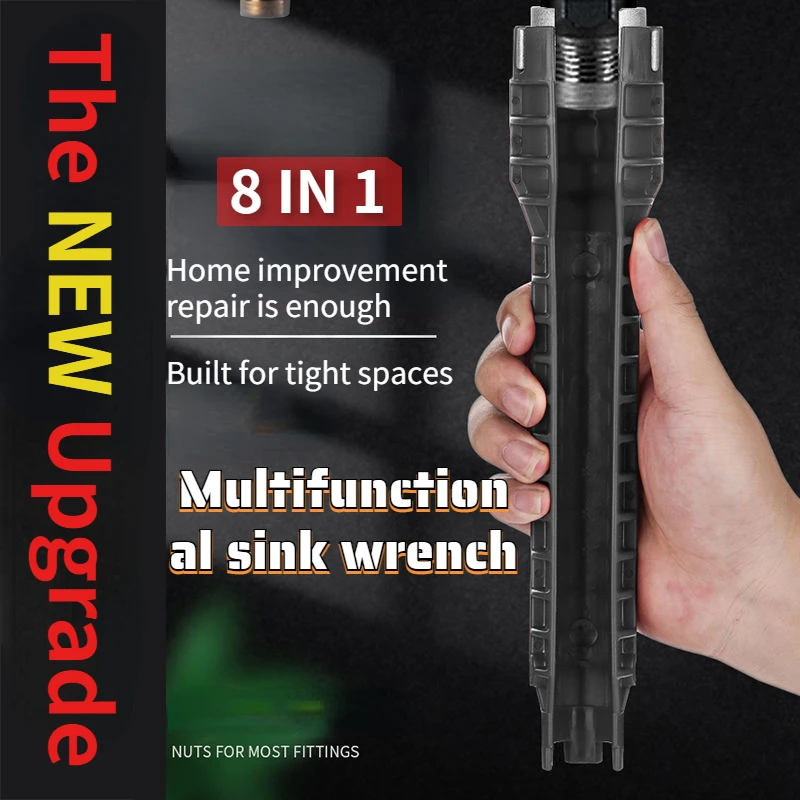 Multifunction 8 In 1 Purpose Faucet Installer Wrench Detachable Flume Wrench Sink Faucet Plumbing Tools Repair Plumbing Tool