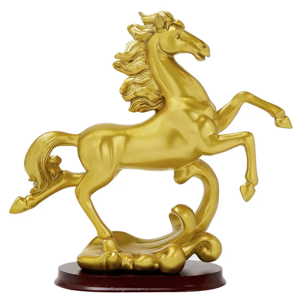 

Immediate Success Golden Horse Resin Decor Desktop Gift Statue Unique Lifelike Smooth Ornament Exquisite Adornment New Year