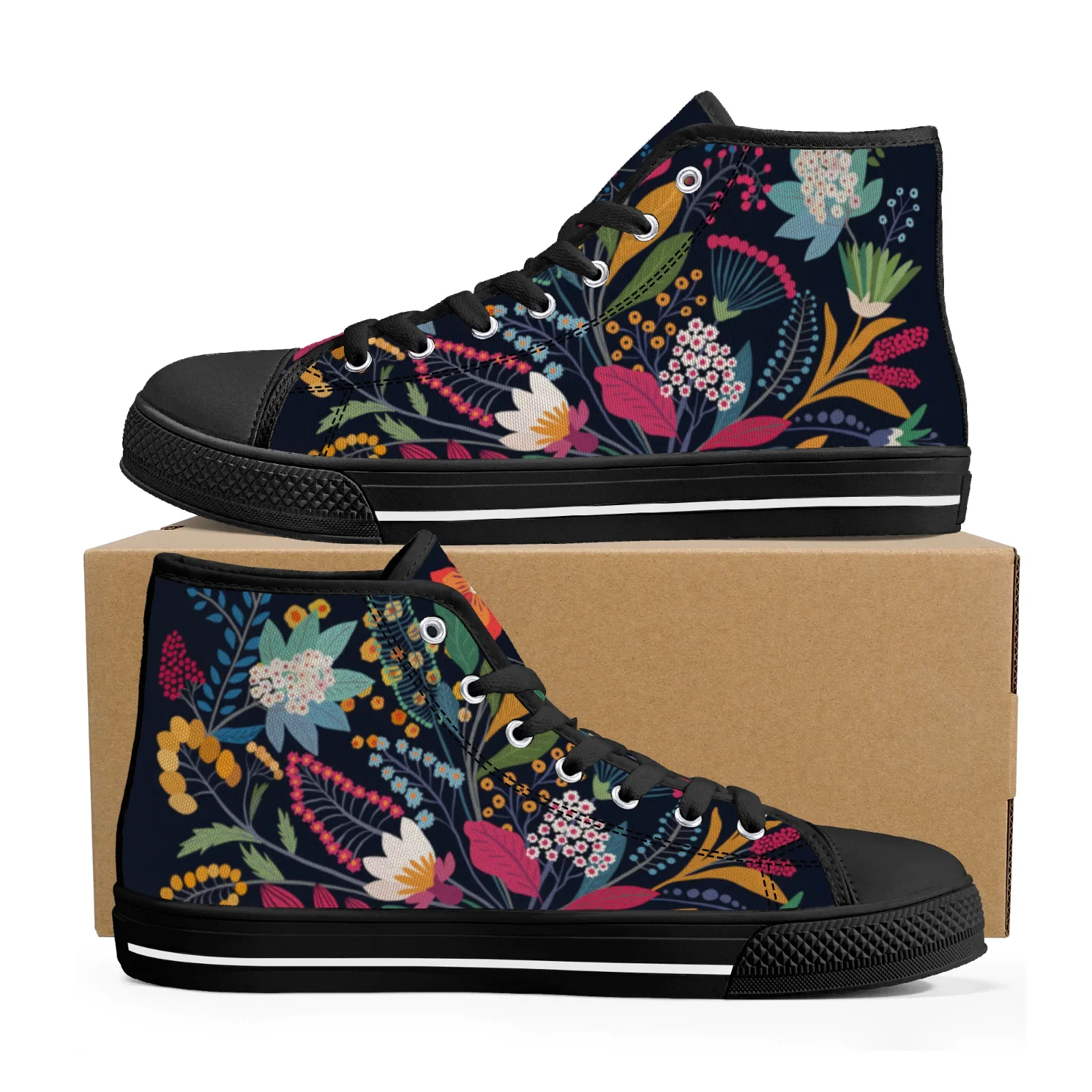 Customizable hand-painted art design classic high-top canvas shoes vulcanized shoes casual sneakers skate shoes