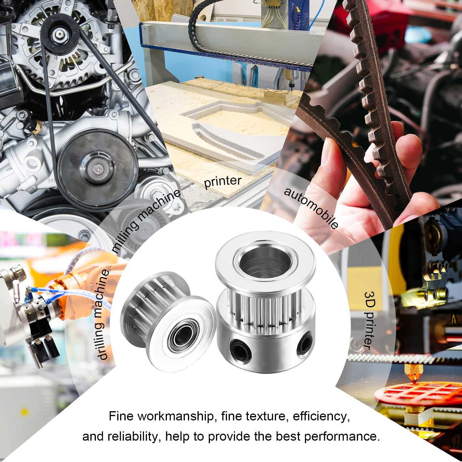 

1 Set Aluminum Alloy Idler Pulleys Synchronous Wheels 3D Printer Parts Fine Texture Reliable Performance