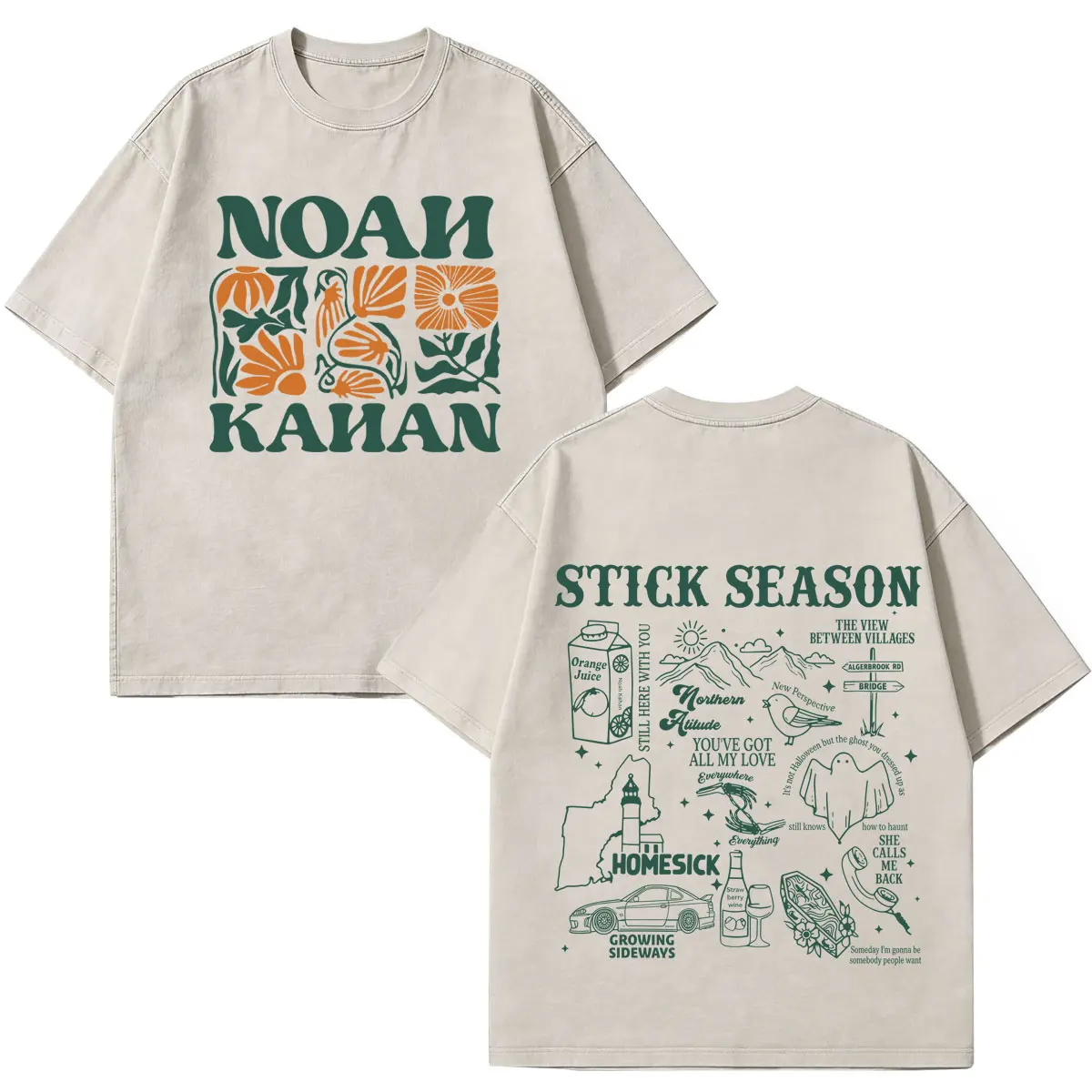 Noah Kahan The Great Divide Tour 2026 Graphic Vintage Washed T Shirt Men Women Aesthetic Trend Cotton Loose Casual T-shirts Tops